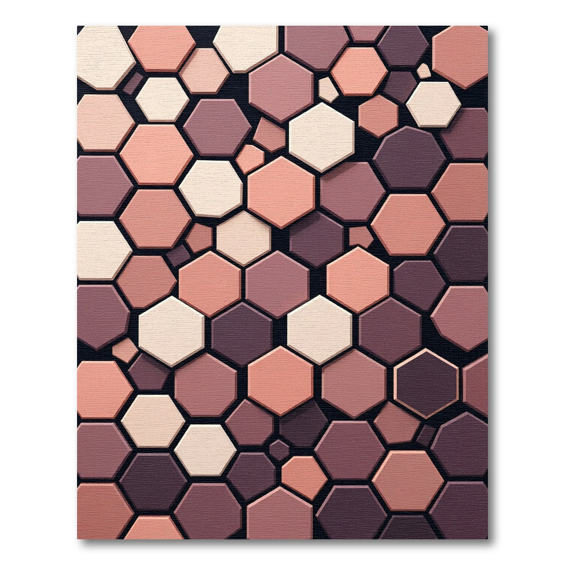 Sophisticated Earthy Tones Geometric Hexagon Rug