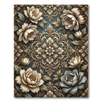Antique Cream Floral Damask Rug