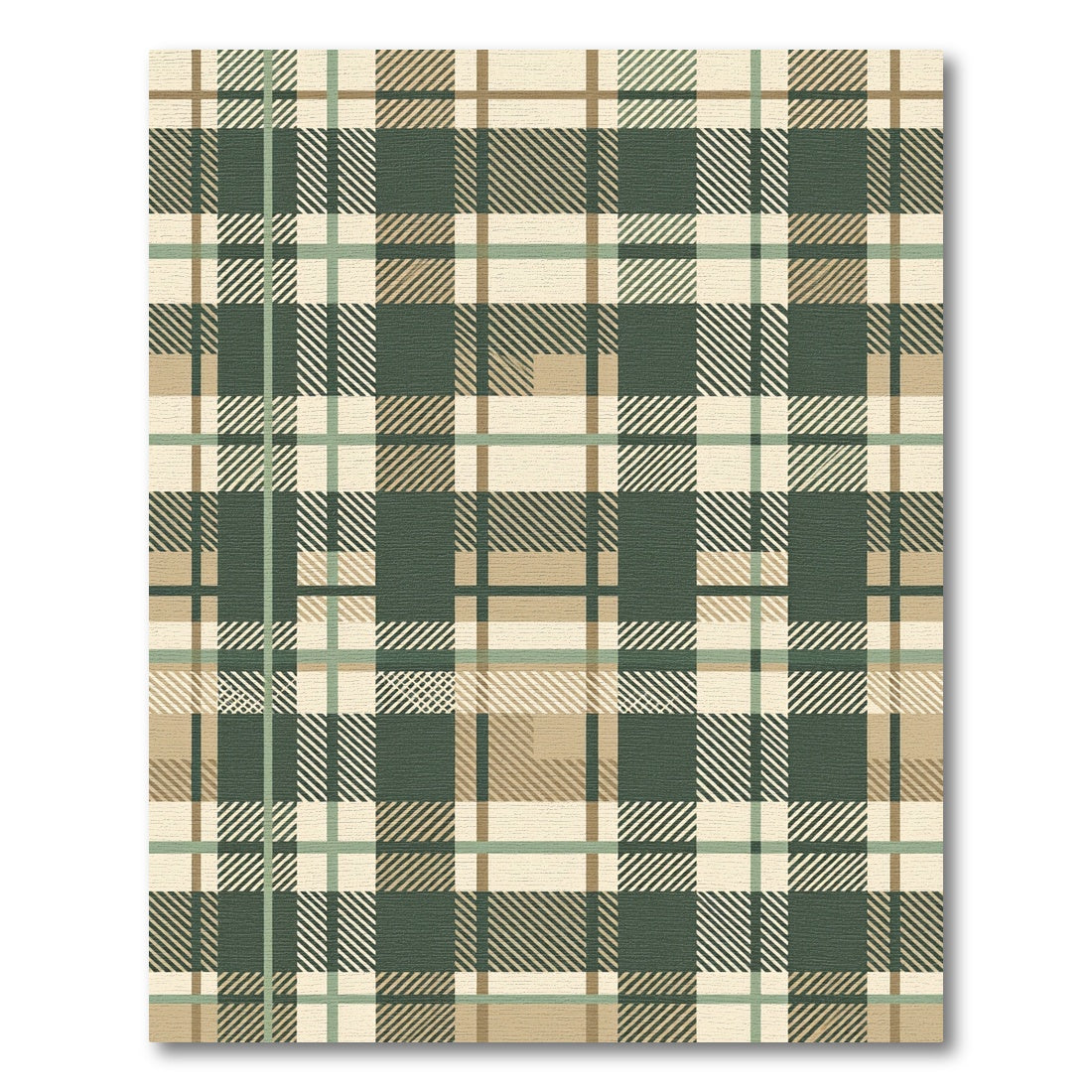 Sage Green and Khaki Plaid Tartan Rug