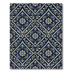 Navy Floral Koi Medallion Tile Rug