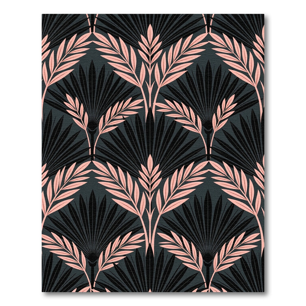 Art Deco Blush Palm Black Foliage Rug