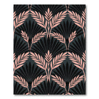 Art Deco Blush Palm Black Foliage Rug