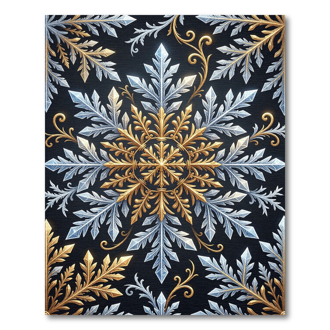 Golden Ice Snowflake Luxury Royal Medallion Rug