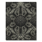 Antique Charcoal Acanthus Scroll Medallion Rug