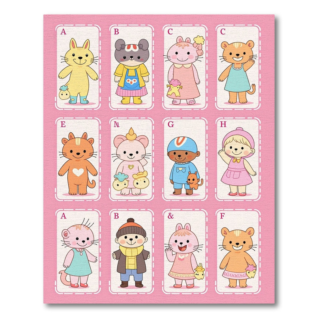 Whimsical Cute Animal Alphabet Collage Rug