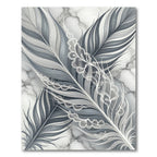 Lace Feather Marble Monochrome Art Rug