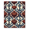 Ornate Scarlet Anchor Heart Filigree Rug