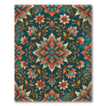 Vibrant Teal Floral Medallion Illustration Rug
