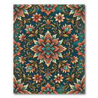 Vibrant Teal Floral Medallion Illustration Rug