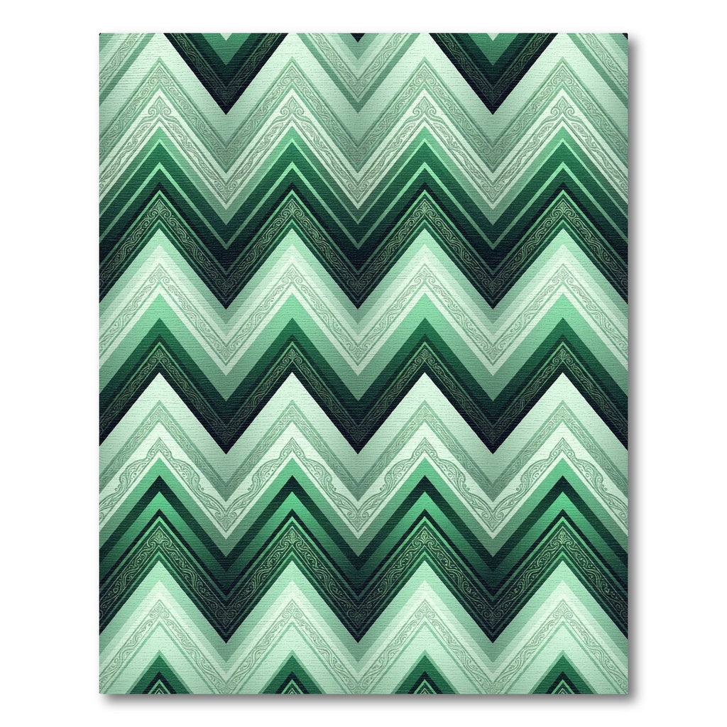 Emerald Green Chevron Scroll Rug