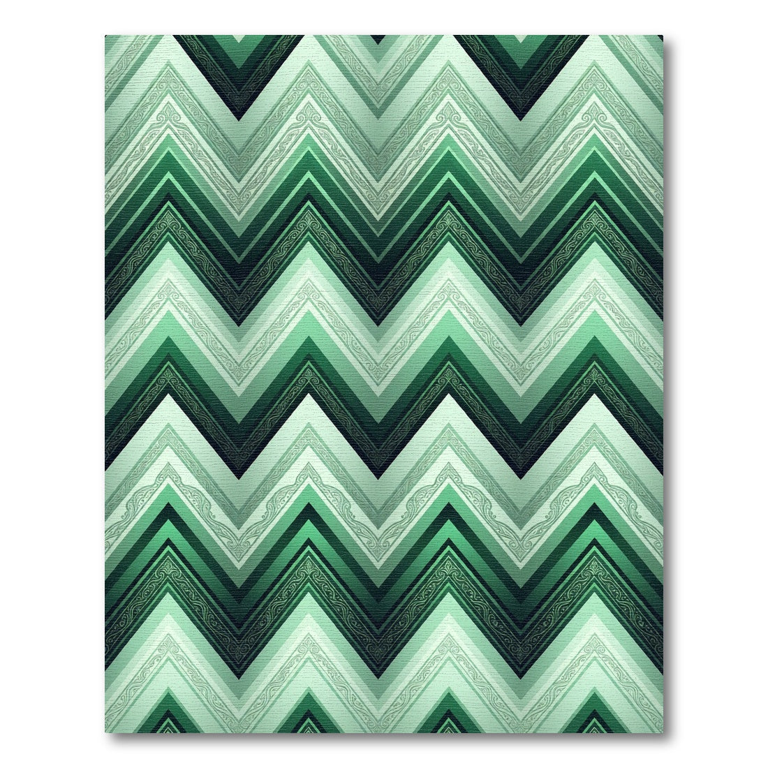 Emerald Green Chevron Scroll Rug