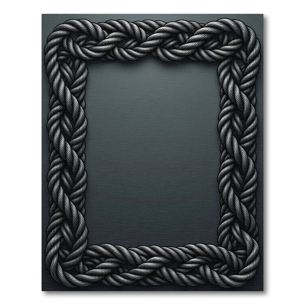 Braided Rope Frame Dark Gray Rug