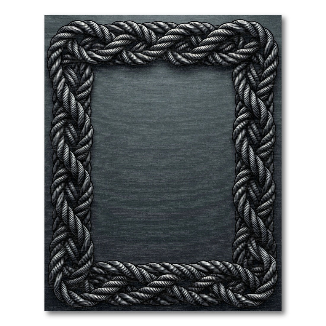 Braided Rope Frame Dark Gray Rug
