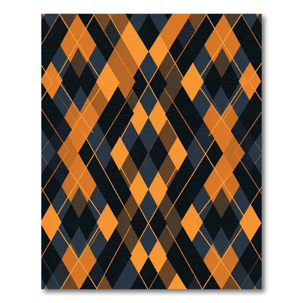 Bold Amber Black Argyle Geometric Rug