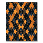 Bold Amber Black Argyle Geometric Rug