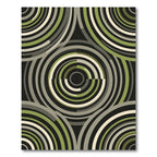 Modern Circular Olive and Charcoal Geometric Rug