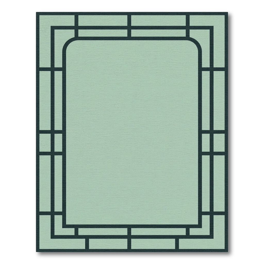 Art Deco Teal Geometric Border Rug