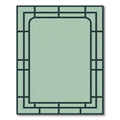 Art Deco Teal Geometric Border Rug
