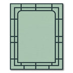Art Deco Teal Geometric Border Rug