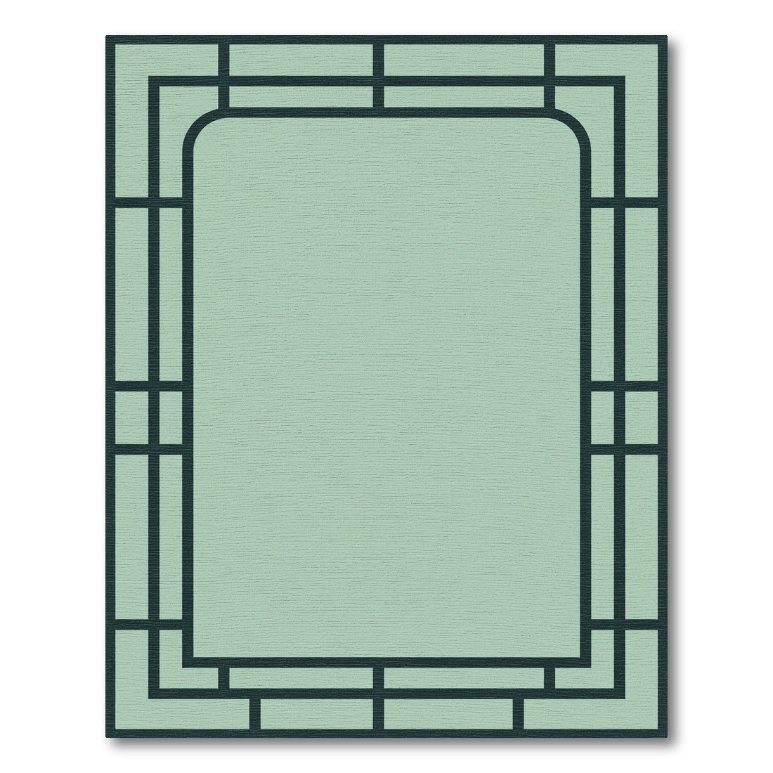 Art Deco Teal Geometric Border Rug