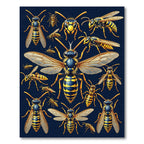 Detailed Yellow Wasp Entomology Illustration Rug