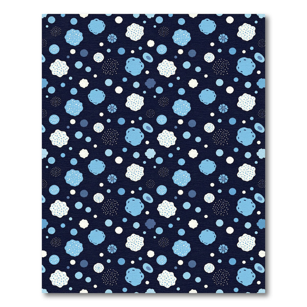Navy Blue Abstract Floral Dot Rug