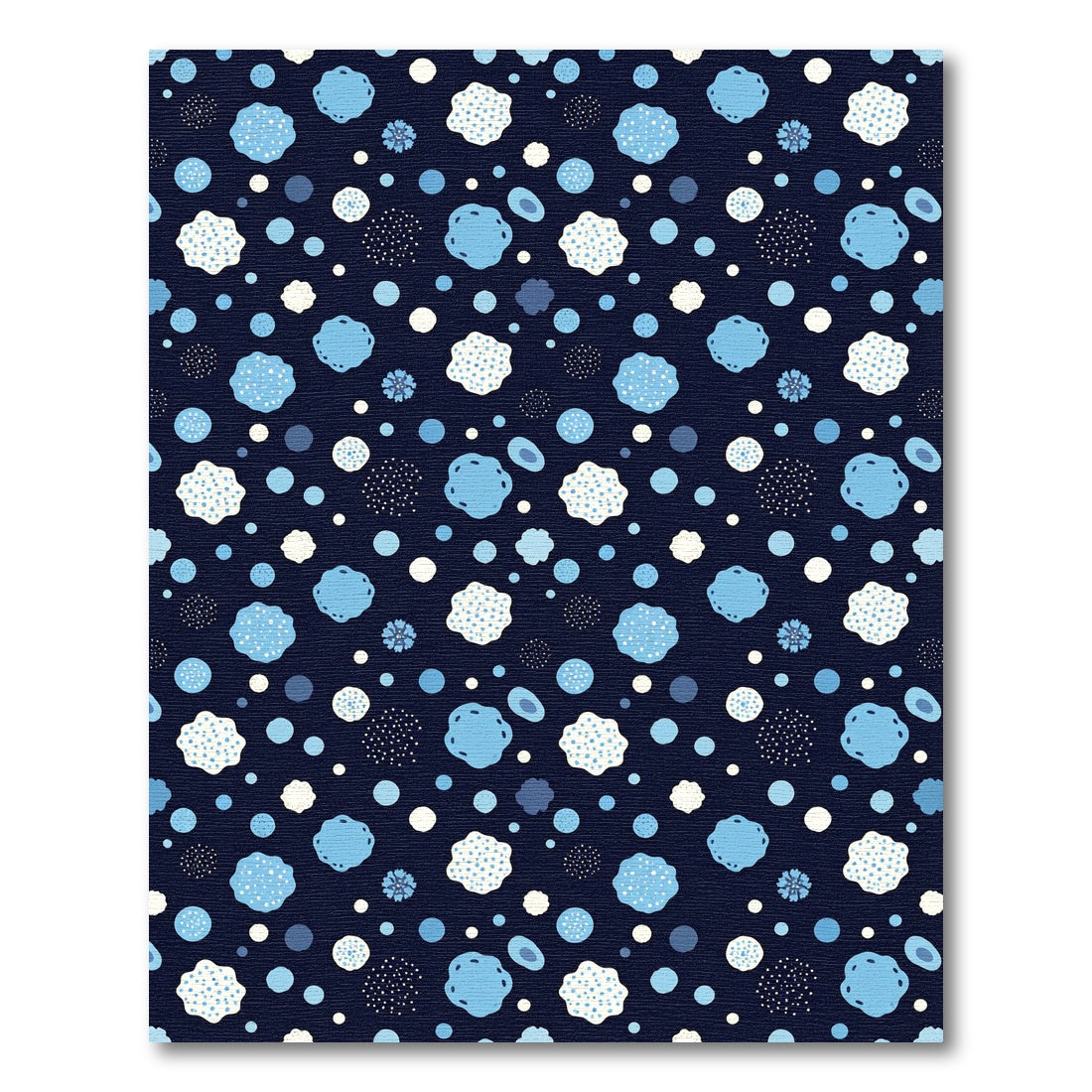 Navy Blue Abstract Floral Dot Rug