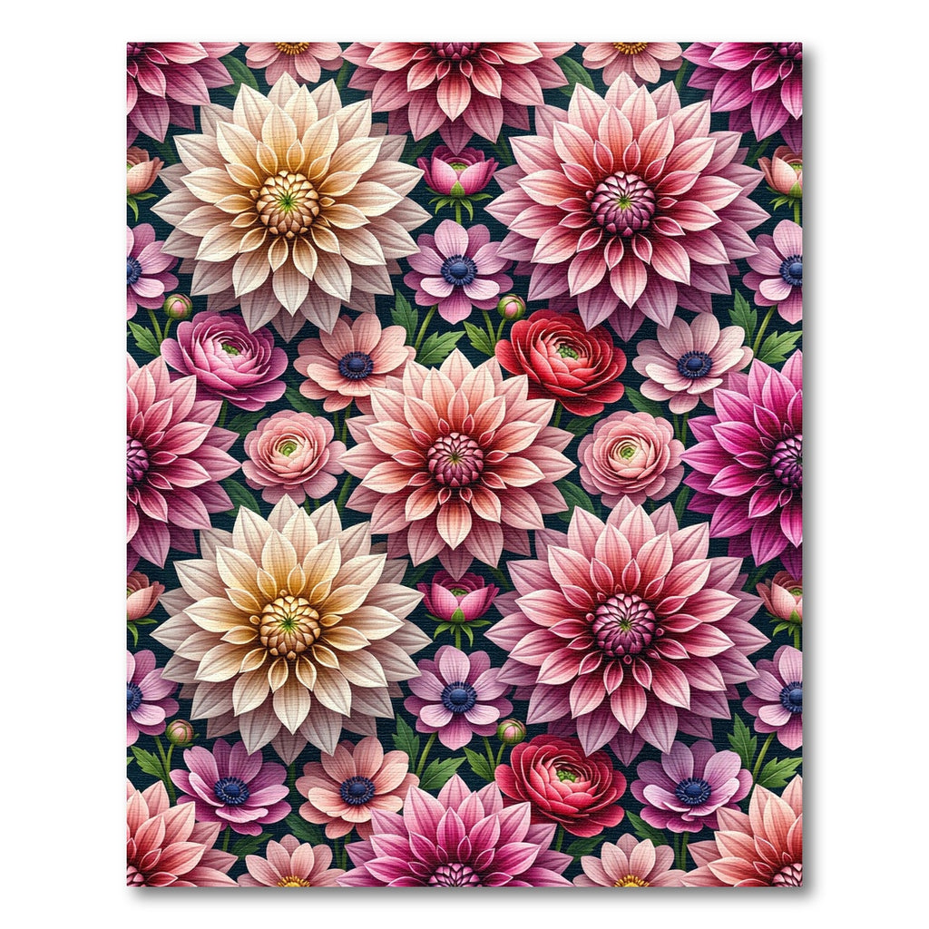 Vibrant Pink Dahlia Floral Garden Rug