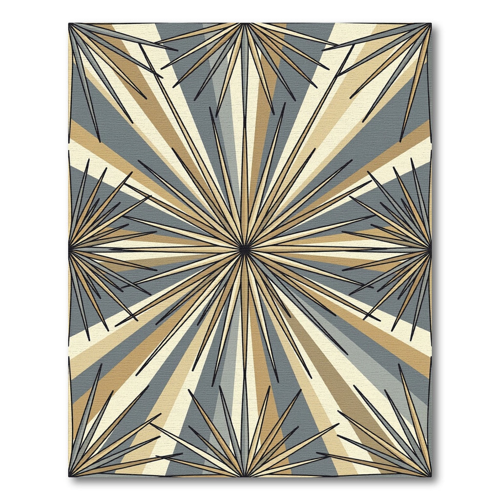Golden Sunburst Rays Geometric Rug