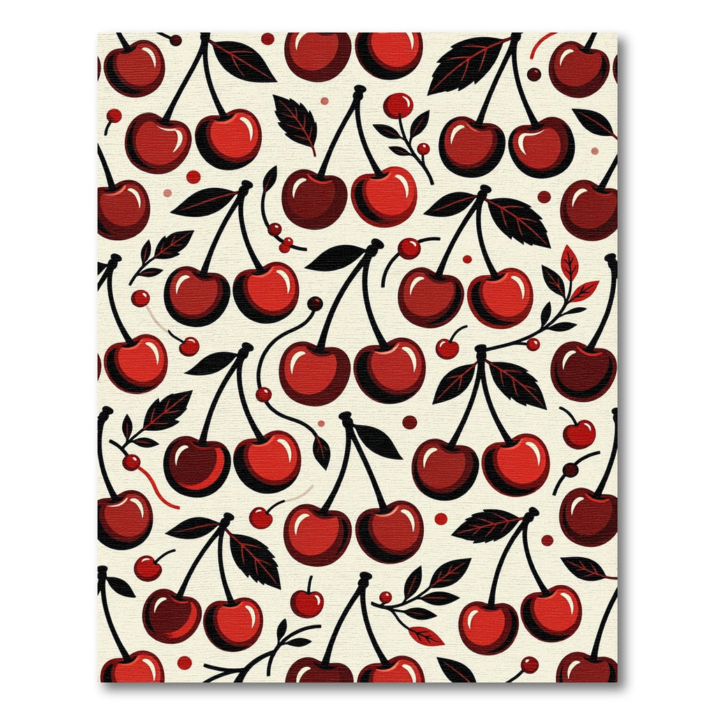 Whimsical Crimson Cherry Fruit Illustration Rug