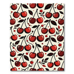 Whimsical Crimson Cherry Fruit Illustration Rug