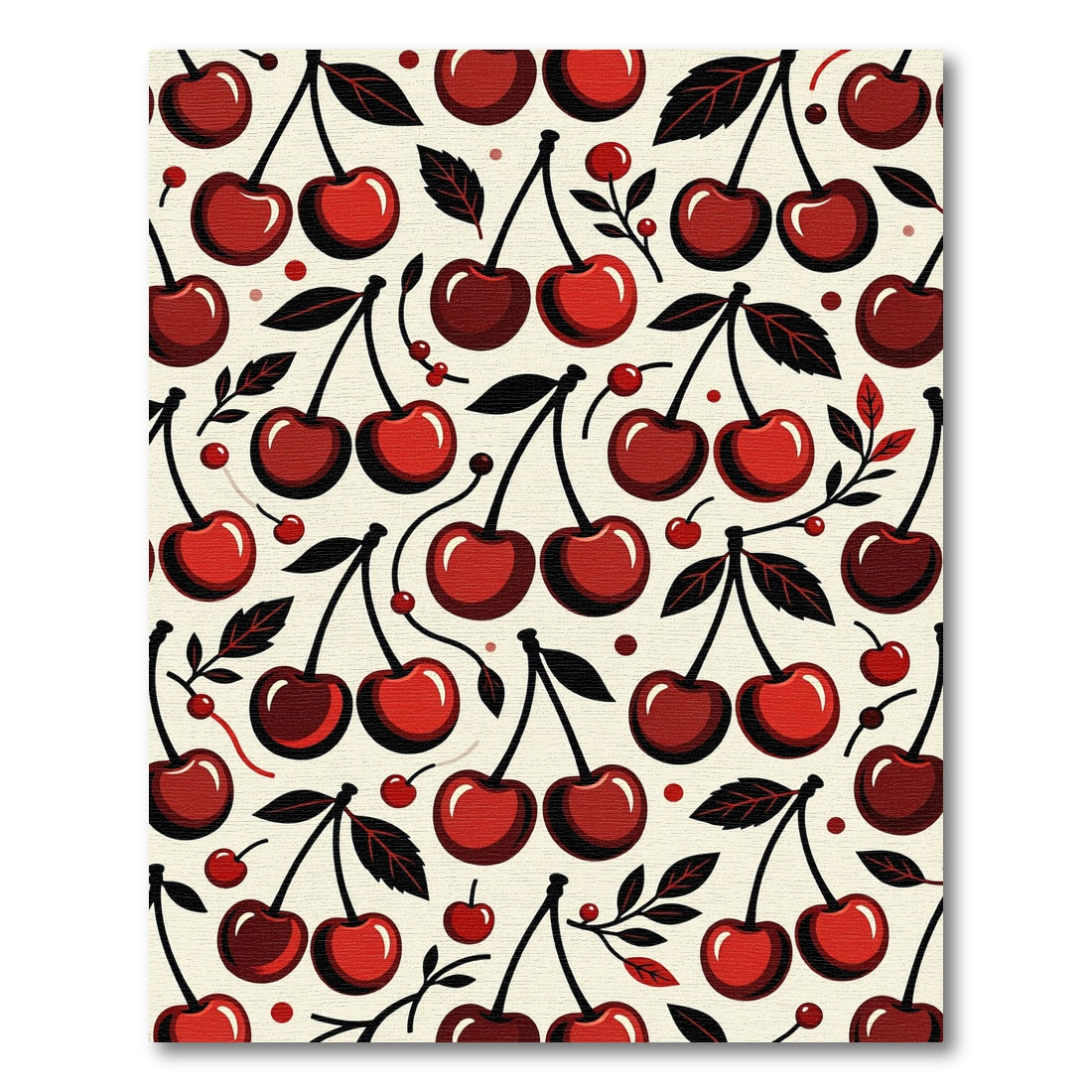 Whimsical Crimson Cherry Fruit Illustration Rug