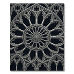 Monochromatic Gothic Circular Architectural Wheel Rug