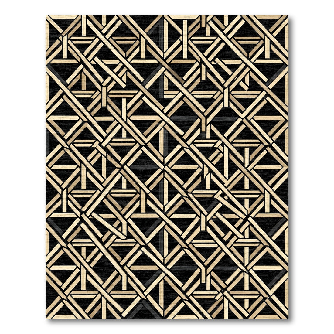 Modern Geometric Lattice Interwoven Weave Rug