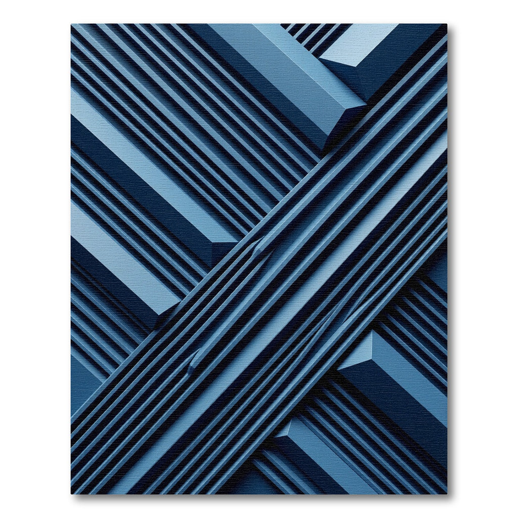 Modern Deep Blue Intersecting Linear Texture Rug