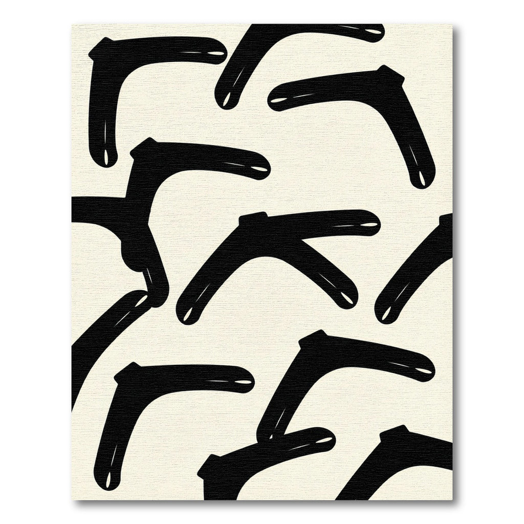 Black Boomerang Scattered Contemporary Rug