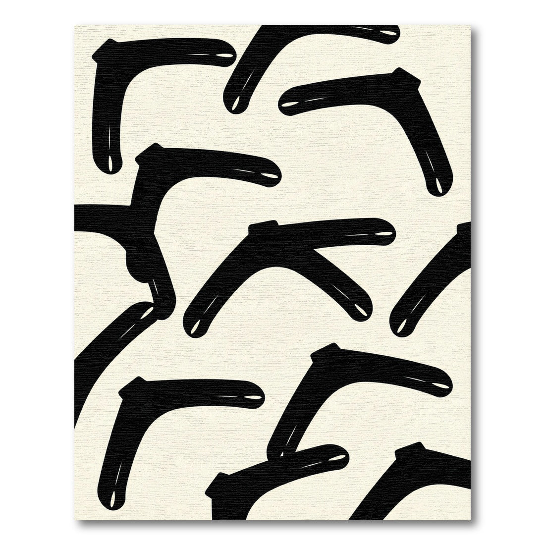 Black Boomerang Scattered Contemporary Rug