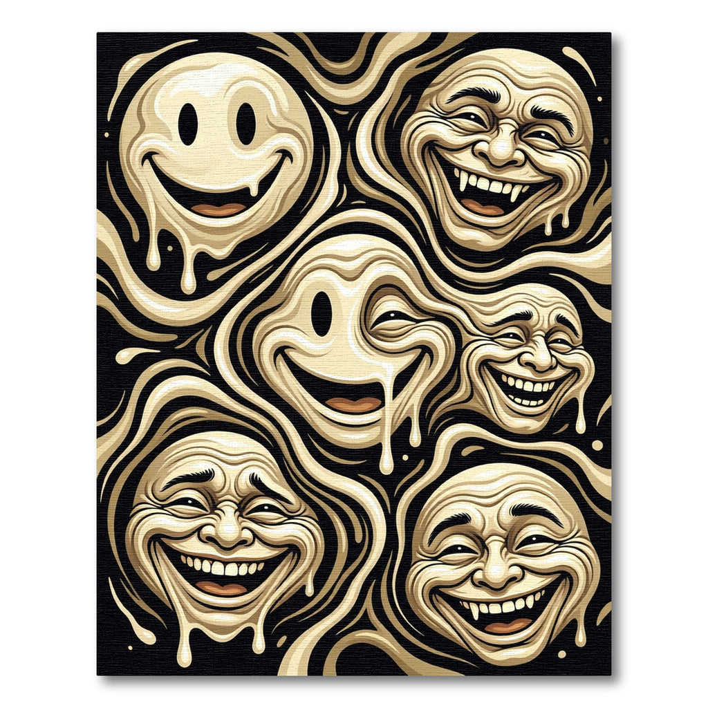Surreal Liquid Gold Melted Face Art Rug