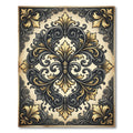 Ornate Charcoal Gold Floral Damask Rug