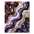 Violet And Gold Marble Flow Abstract Rug