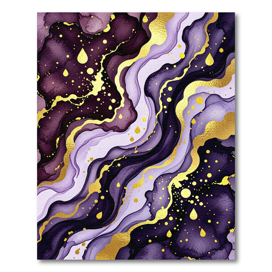 Violet And Gold Marble Flow Abstract Rug