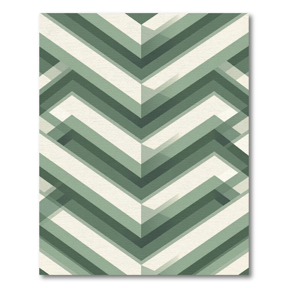 Sage Green Geometric Chevron Stripe Rug