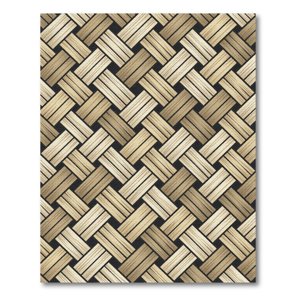 Beige Woven Basketweave Diagonal Grid Rug