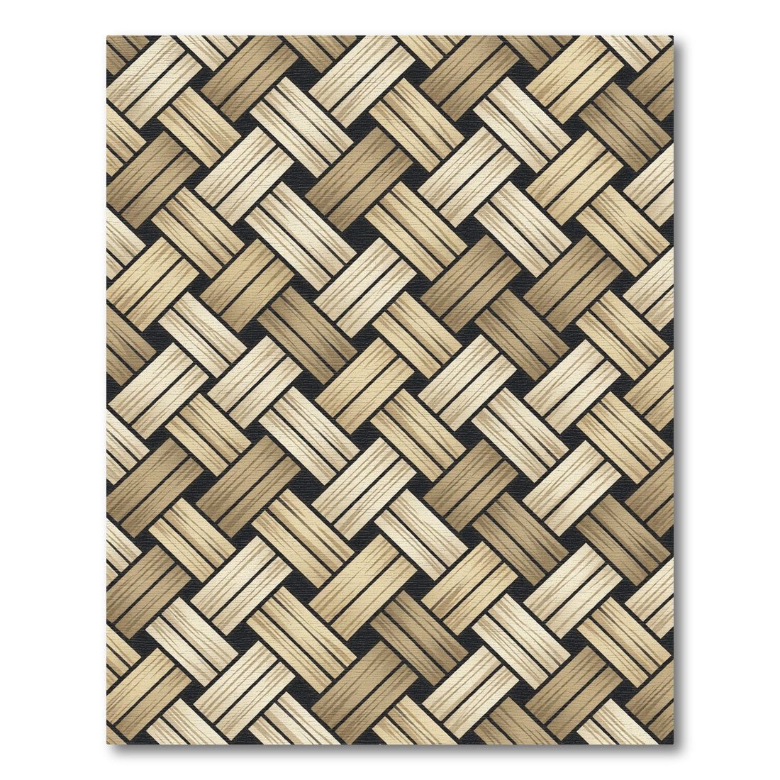 Beige Woven Basketweave Diagonal Grid Rug
