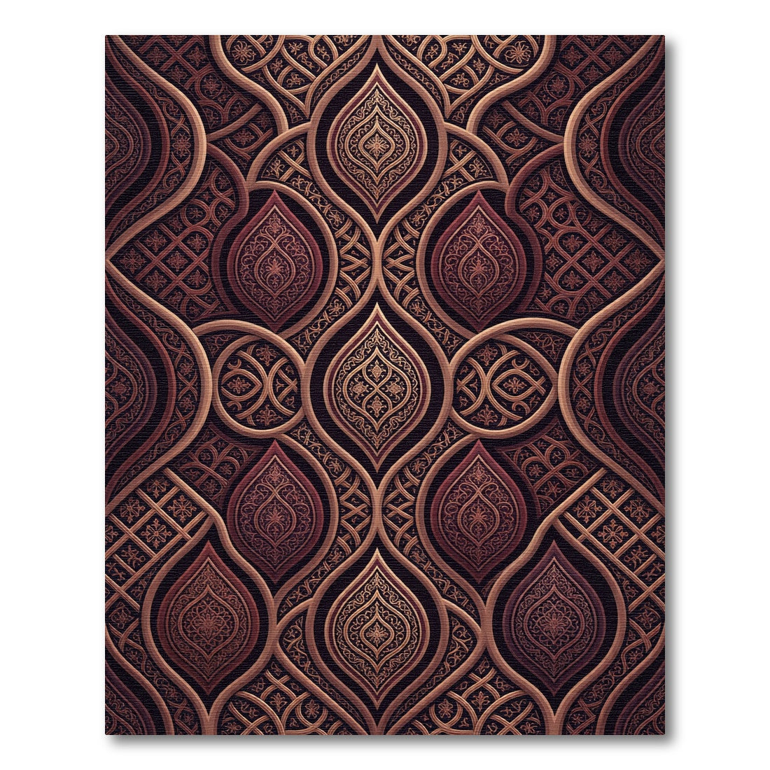 Ornate Copper Damask Curved Medallion Rug