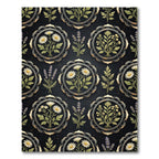 Dark Floral Medallion Botanical Composition Rug