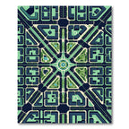 Modern Geometric Midnight Teal Urban Grid Rug