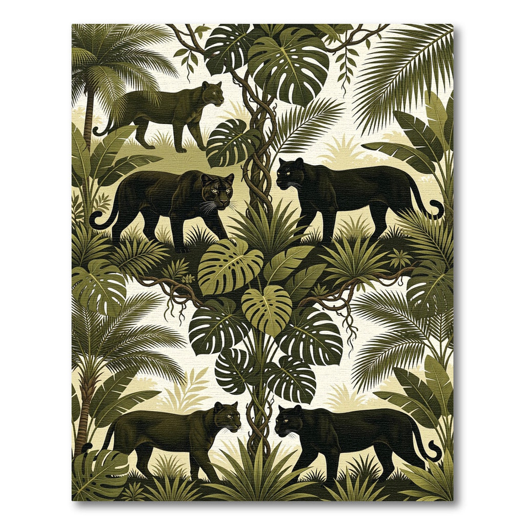 Jungle Panthers Amidst Lush Greenery Rug