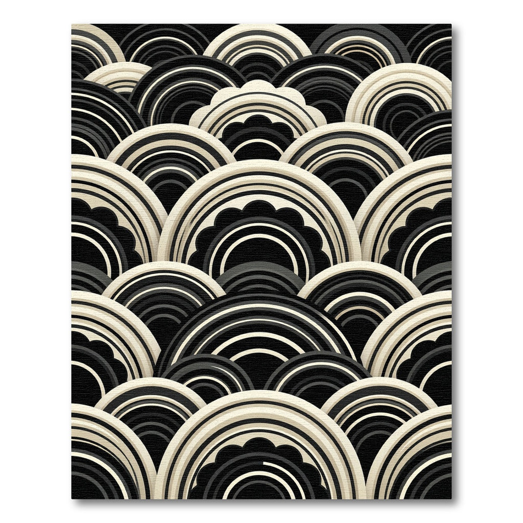 Art Deco Black And White Ripple Rug