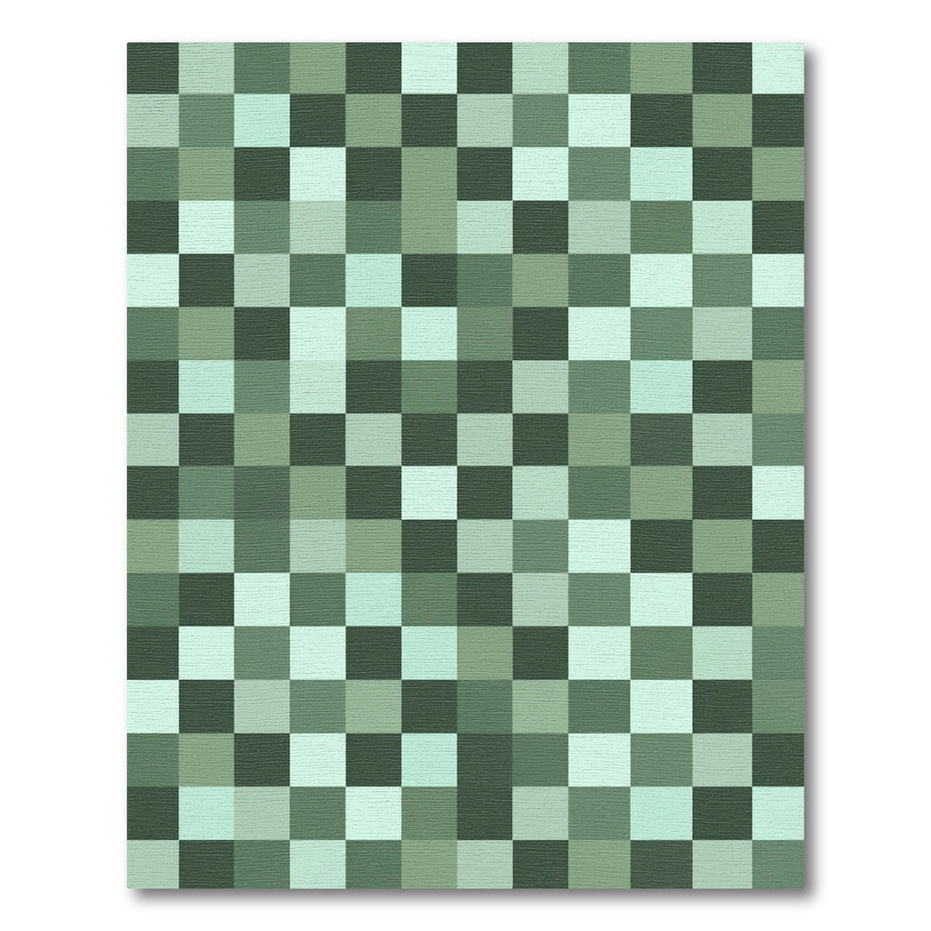 Sage Green Tonal Checkerboard Square Rug